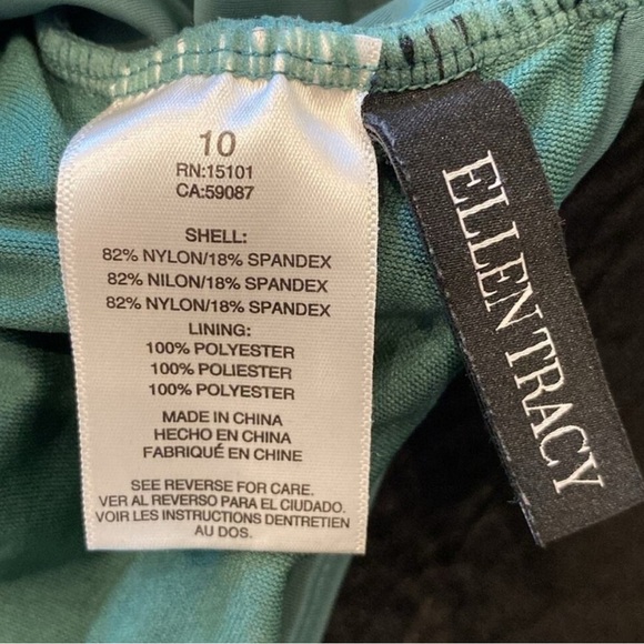 Ellen Tracy Women's Ruffle Halter Neck Ruched One Piece Swimsuit Green Size 10 - Picture 4 of 5
